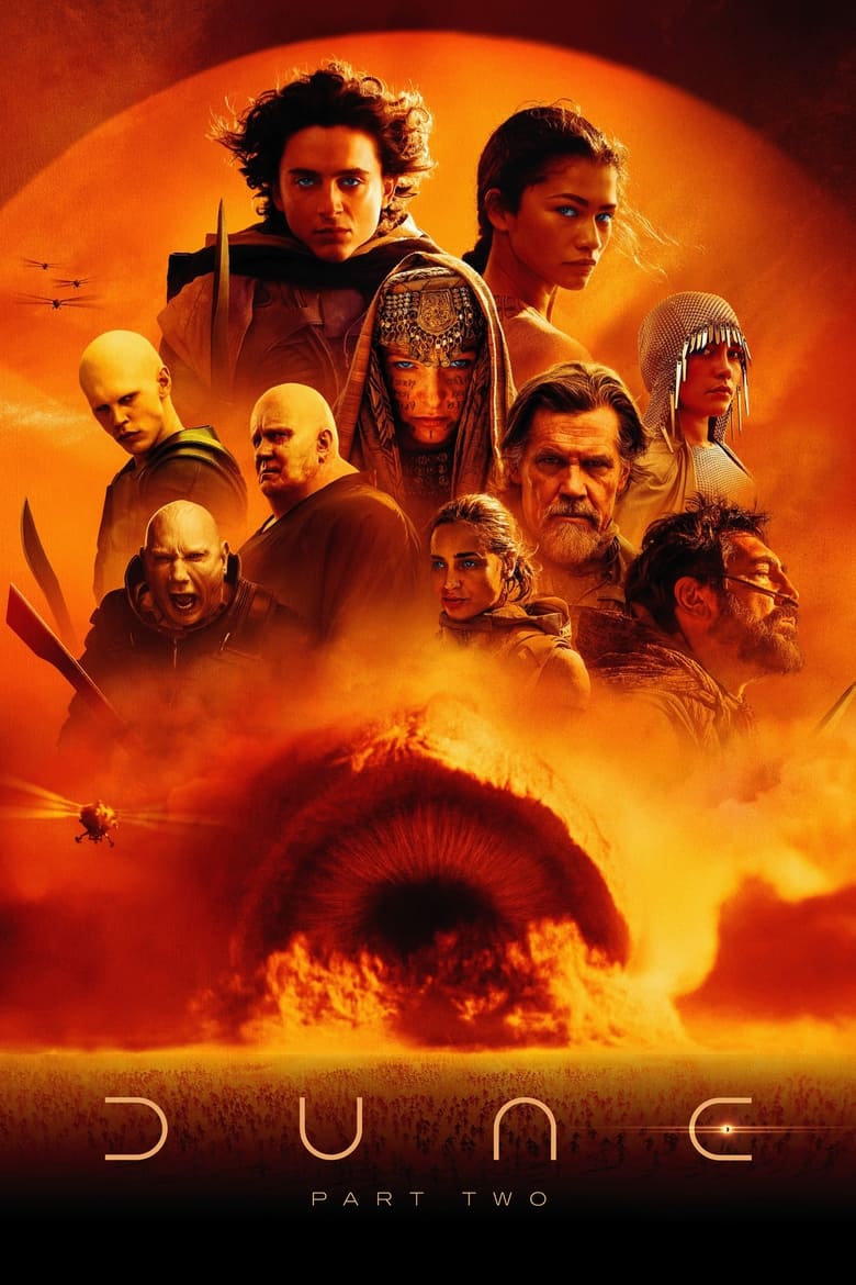 Paul Atreides riding a sandworm across the desert, with Arrakis in the background.